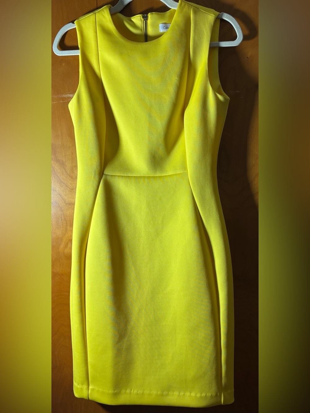 Calvin Klein Bright Yellow Sleeveless Sheath Dress, Size 4